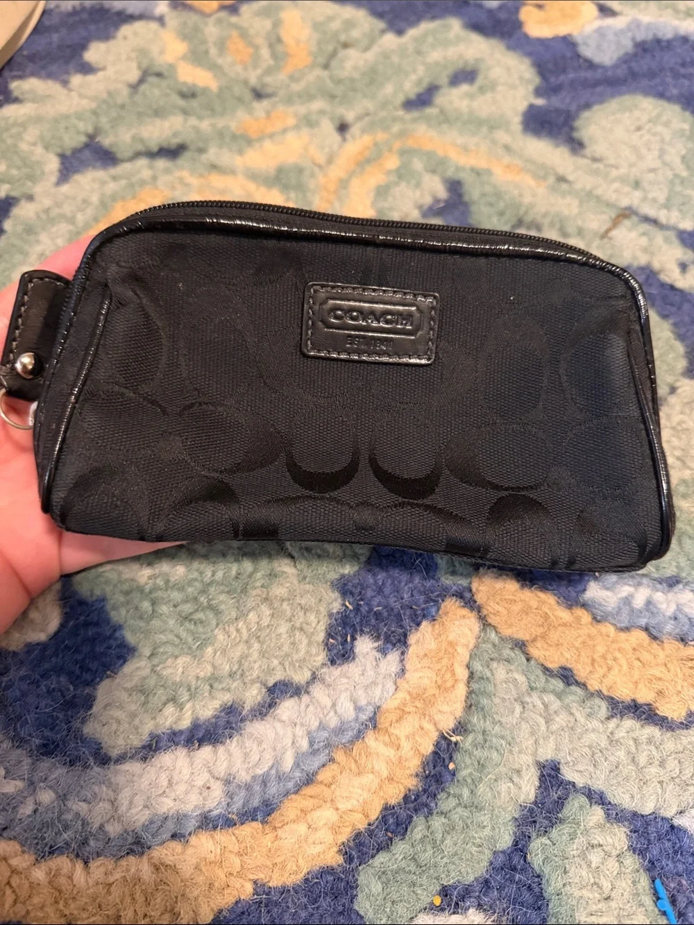 Coach Black Signature Small Zip Pouch